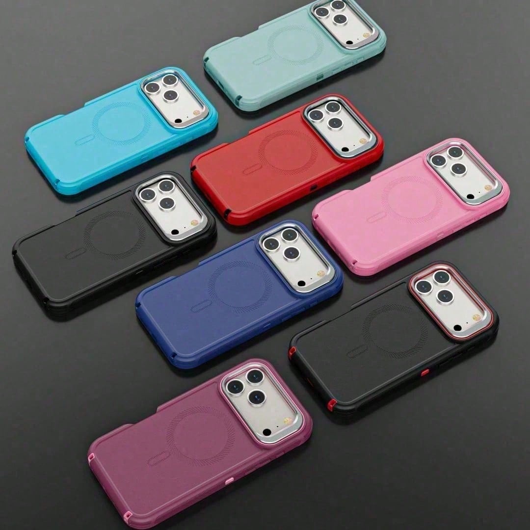 For IPhone 17 16 15 14 Pro Max Plus Luxury Dark Purple Shockproof Case Magnetic Charging Anti-Drop Slim Grip Protective Cover