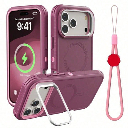 For IPhone 17 16 15 14 Pro Max Plus Luxury Dark Purple Shockproof Case Magnetic Charging Anti-Drop Slim Grip Protective Cover