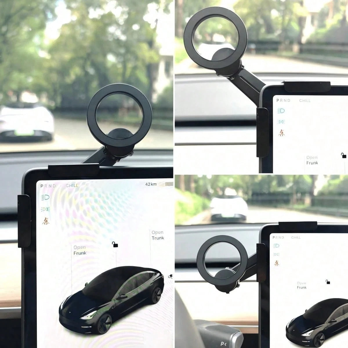 For Tesla Magnetic Phone Mount With L-Shaped Bracket Extreme Hold Magsafe Compatible For IPhone 17 16 15 Pro Max For 3 Suitable One Hand Operation Non Adhesive No Residue