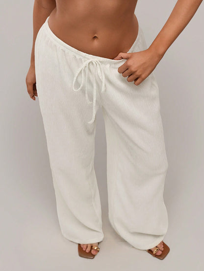Forever 21 Women Solid Color Casual Trousers, Fashionable For Daily Wear Vacation Holiday White Summer
