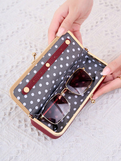 FOREVER MIYIN Leopard Print Long Makeup Bag For Women,Kiss-Lock Jewelry Storage Box,Large Capacity Glasses Case,Ring,Earrings,Necklace Lipstick Case,Coin Purse