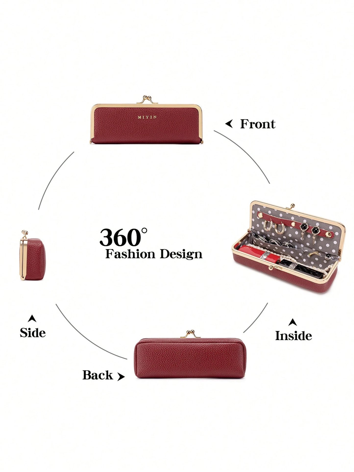 FOREVER MIYIN Leopard Print Long Makeup Bag For Women,Kiss-Lock Jewelry Storage Box,Large Capacity Glasses Case,Ring,Earrings,Necklace Lipstick Case,Coin Purse