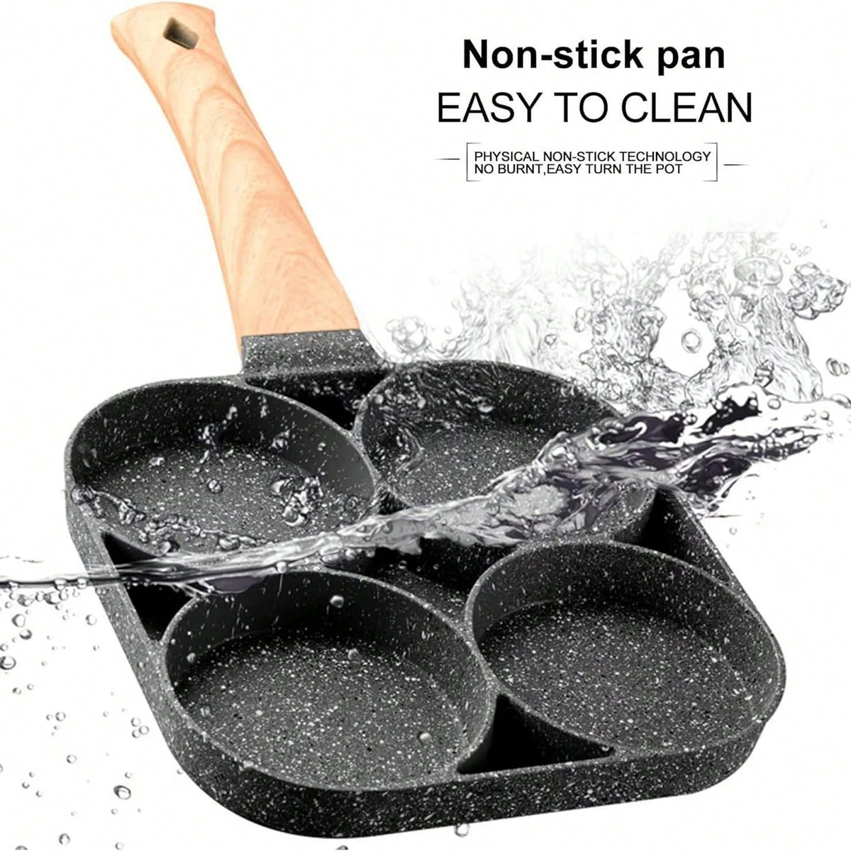 Four-Hole Non-Stick Frying Pan Is Suitable For Frying Eggs, Pancakes, Hamburgers, Etc.- Aluminum Alloy Material, No Coating, Easy To Clean, High Temperature Resistant, Breakfast And Other Cooking Too