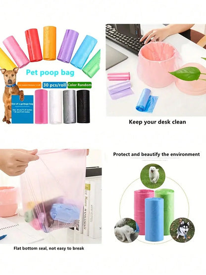 Four Roll Car Trash Bags (60 Pcs), Premium Mini & Small Trash Bags, Waterproof Litter Garbage Bag Organizer, Suitable For Car & Desktop Trash Cans Thickened Plastic Bag
