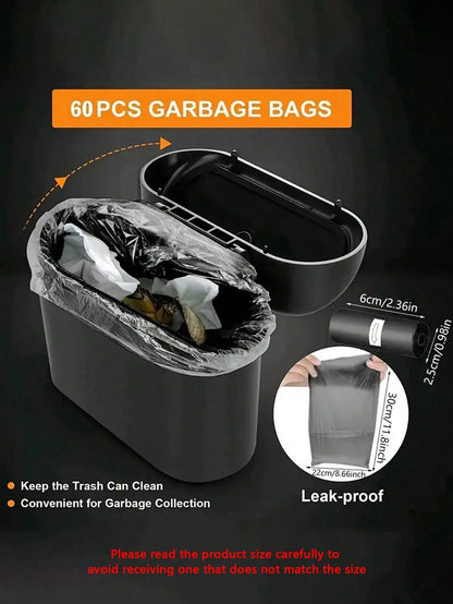 Four Roll Car Trash Bags (60 Pcs), Premium Mini & Small Trash Bags, Waterproof Litter Garbage Bag Organizer, Suitable For Car & Desktop Trash Cans Thickened Plastic Bag
