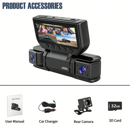 [FOXGOD]360° Panoramic 4 Channel 1080P Dash Cam Set, 1080P Front Full Coverage Rear/Left/Right, Quad-Split Screen Display, HD Night Vision, WDR, G-Sensor, Loop Recording- Car Accessories/Car Dash Cam