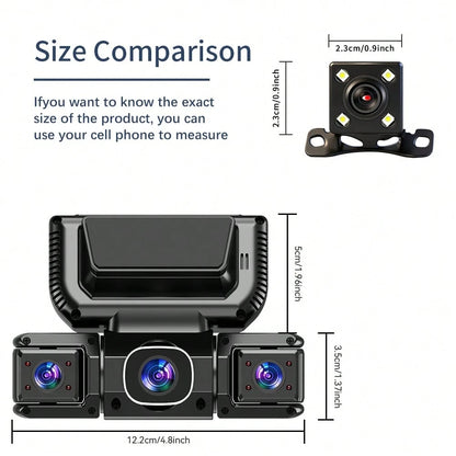 [FOXGOD]360° Panoramic 4 Channel 1080P Dash Cam Set, 1080P Front Full Coverage Rear/Left/Right, Quad-Split Screen Display, HD Night Vision, WDR, G-Sensor, Loop Recording- Car Accessories/Car Dash Cam