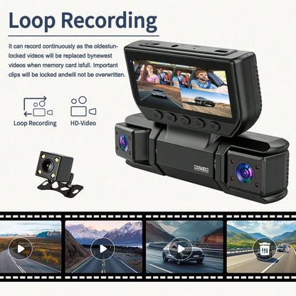 [FOXGOD]360° Panoramic 4 Channel 1080P Dash Cam Set, 1080P Front Full Coverage Rear/Left/Right, Quad-Split Screen Display, HD Night Vision, WDR, G-Sensor, Loop Recording- Car Accessories/Car Dash Cam
