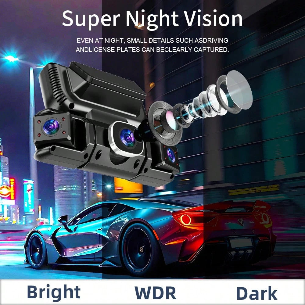 [FOXGOD]360° Panoramic 4 Channel 1080P Dash Cam Set, 1080P Front Full Coverage Rear/Left/Right, Quad-Split Screen Display, HD Night Vision, WDR, G-Sensor, Loop Recording- Car Accessories/Car Dash Cam