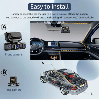 [FOXGOD]360° Panoramic 4 Channel 1080P Dash Cam Set, 1080P Front Full Coverage Rear/Left/Right, Quad-Split Screen Display, HD Night Vision, WDR, G-Sensor, Loop Recording- Car Accessories/Car Dash Cam