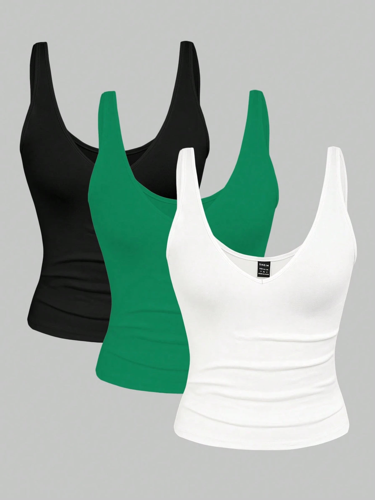 Franclia 2pcs/Set Summer Women's Fitted Crop Leopard & Solid Color V-Neck Camisole Top