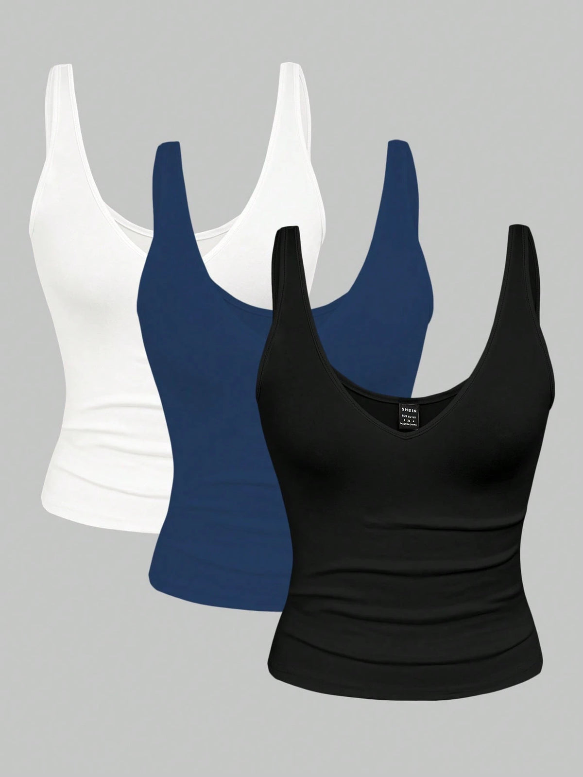Franclia 2pcs/Set Summer Women's Fitted Crop Leopard & Solid Color V-Neck Camisole Top