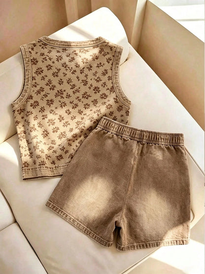 Franclia Casual Summer Women's Striped Round Neck Tank Top And Shorts Set