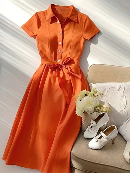 Franclia Elegant Polo Collar Slimming Dress