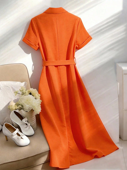 Franclia Elegant Polo Collar Slimming Dress