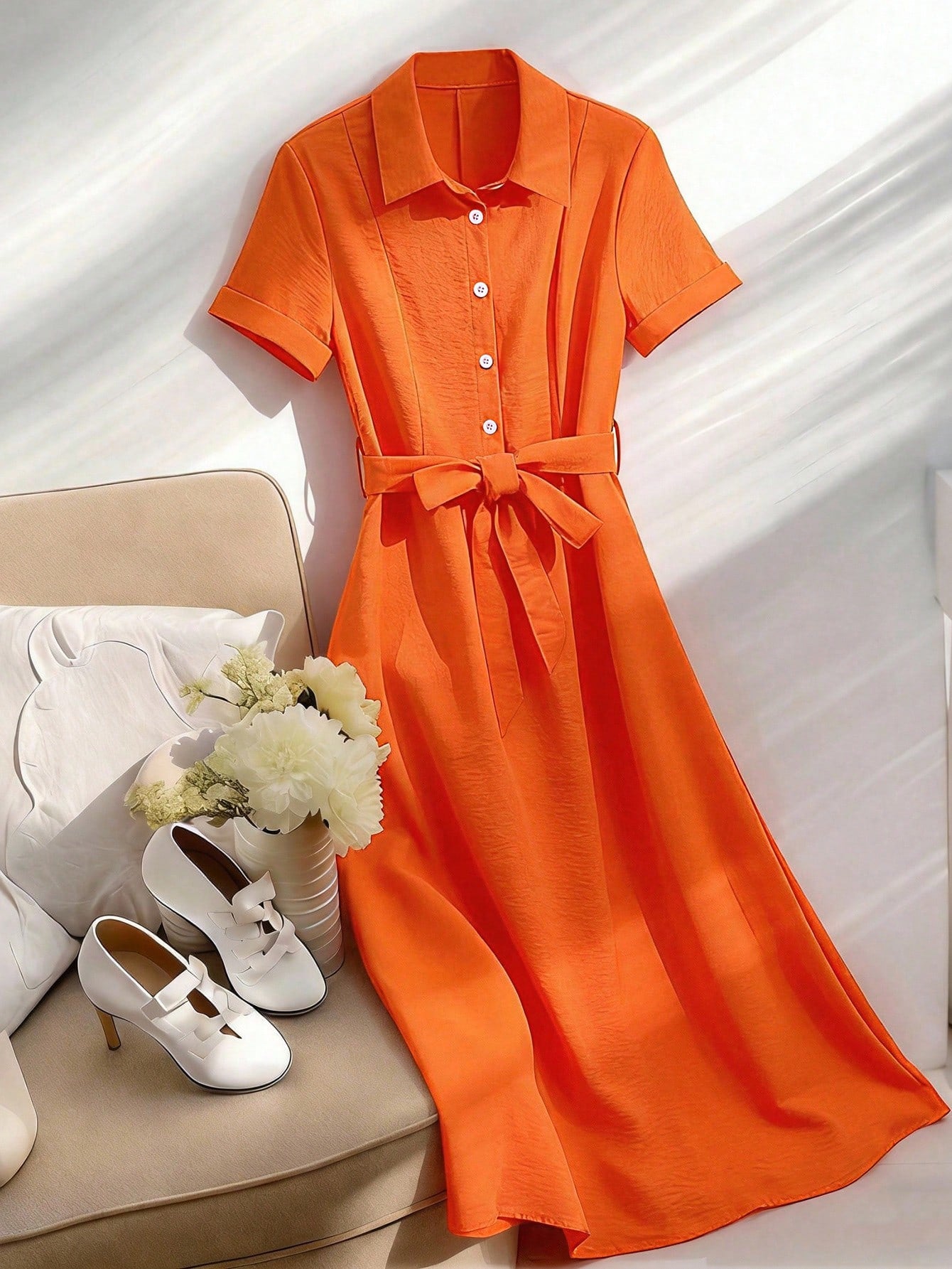 Franclia Elegant Polo Collar Slimming Dress