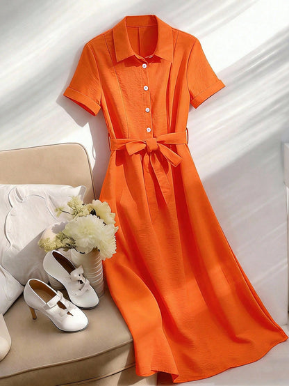 Franclia Elegant Polo Collar Slimming Dress