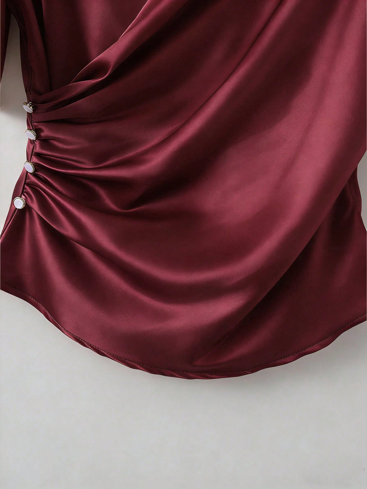 Franclia Elegant Satin Blouse, Short Sleeve Blouse, V-Neck Blouse, Everyday Blouse