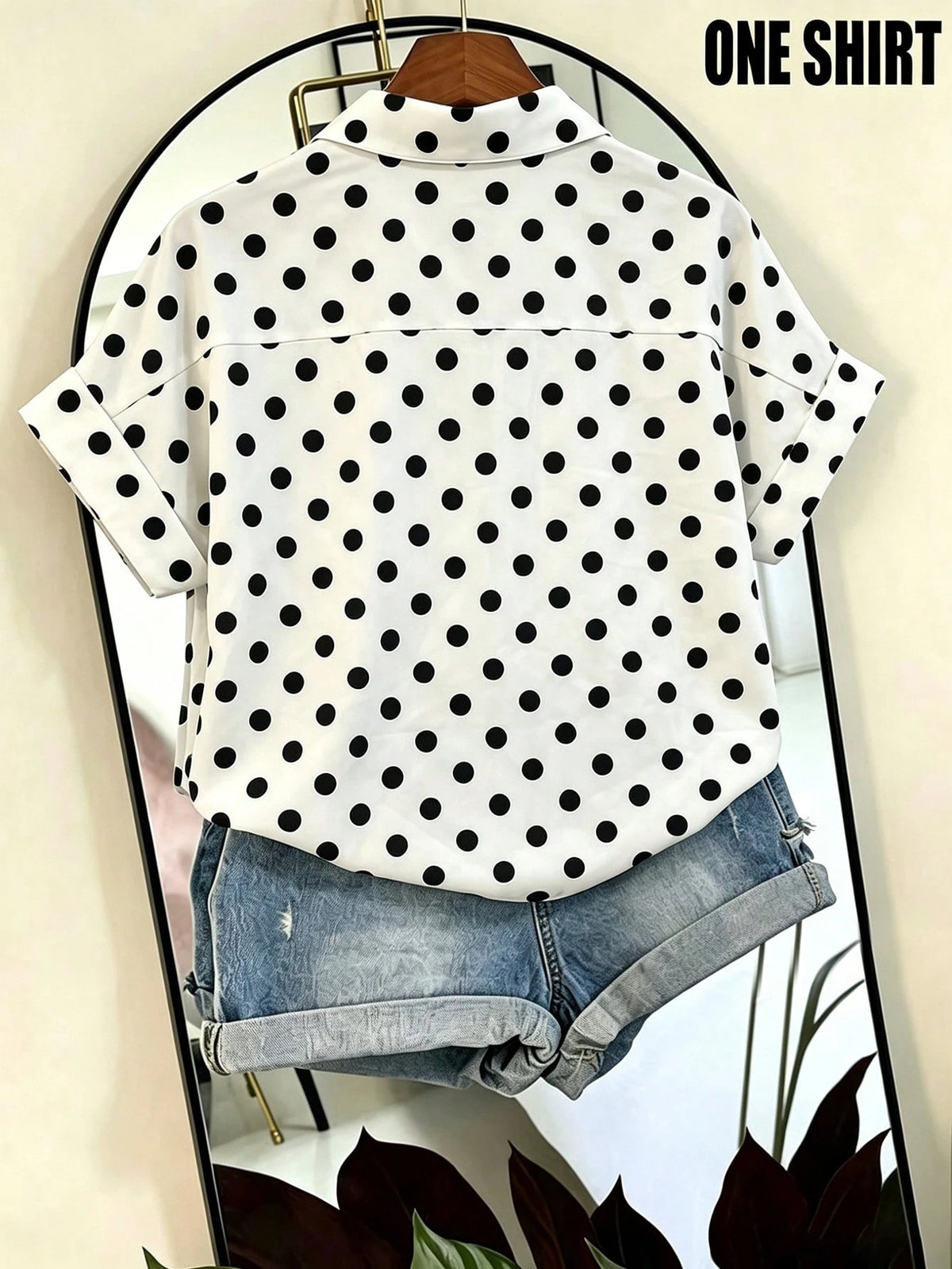 Franclia Fashionable French Design Loose Batwing Sleeve Collared Women's Short Sleeve Shirt, Spring/Summer, Vacation, Beach
