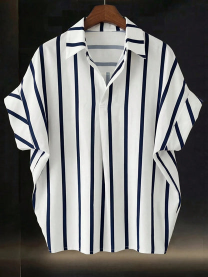 Franclia Fashionable French Design Loose Batwing Sleeve Collared Women's Short Sleeve Shirt, Spring/Summer, Vacation, Beach