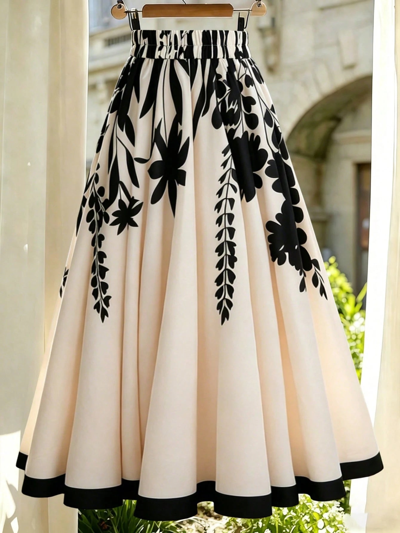 Franclia Fashionable Women's Patterned A-Line Skirt, Elastic Waist With Twist Detail, Stylish And Unique Patterned Women's Skirt