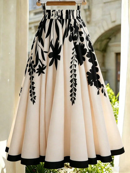 Franclia Fashionable Women's Patterned A-Line Skirt, Elastic Waist With Twist Detail, Stylish And Unique Patterned Women's Skirt