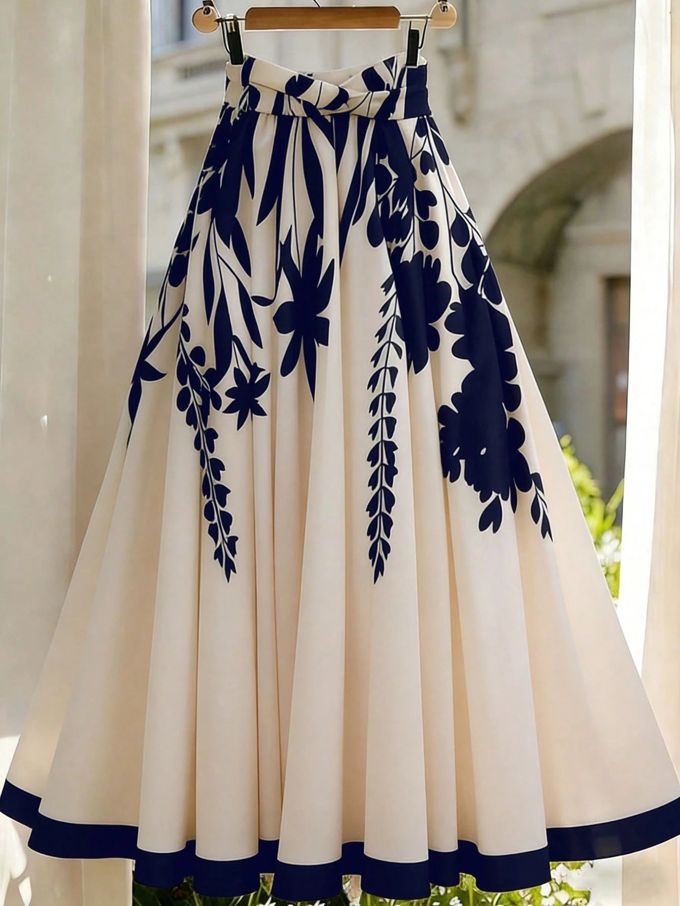 Franclia Fashionable Women's Patterned A-Line Skirt, Elastic Waist With Twist Detail, Stylish And Unique Patterned Women's Skirt