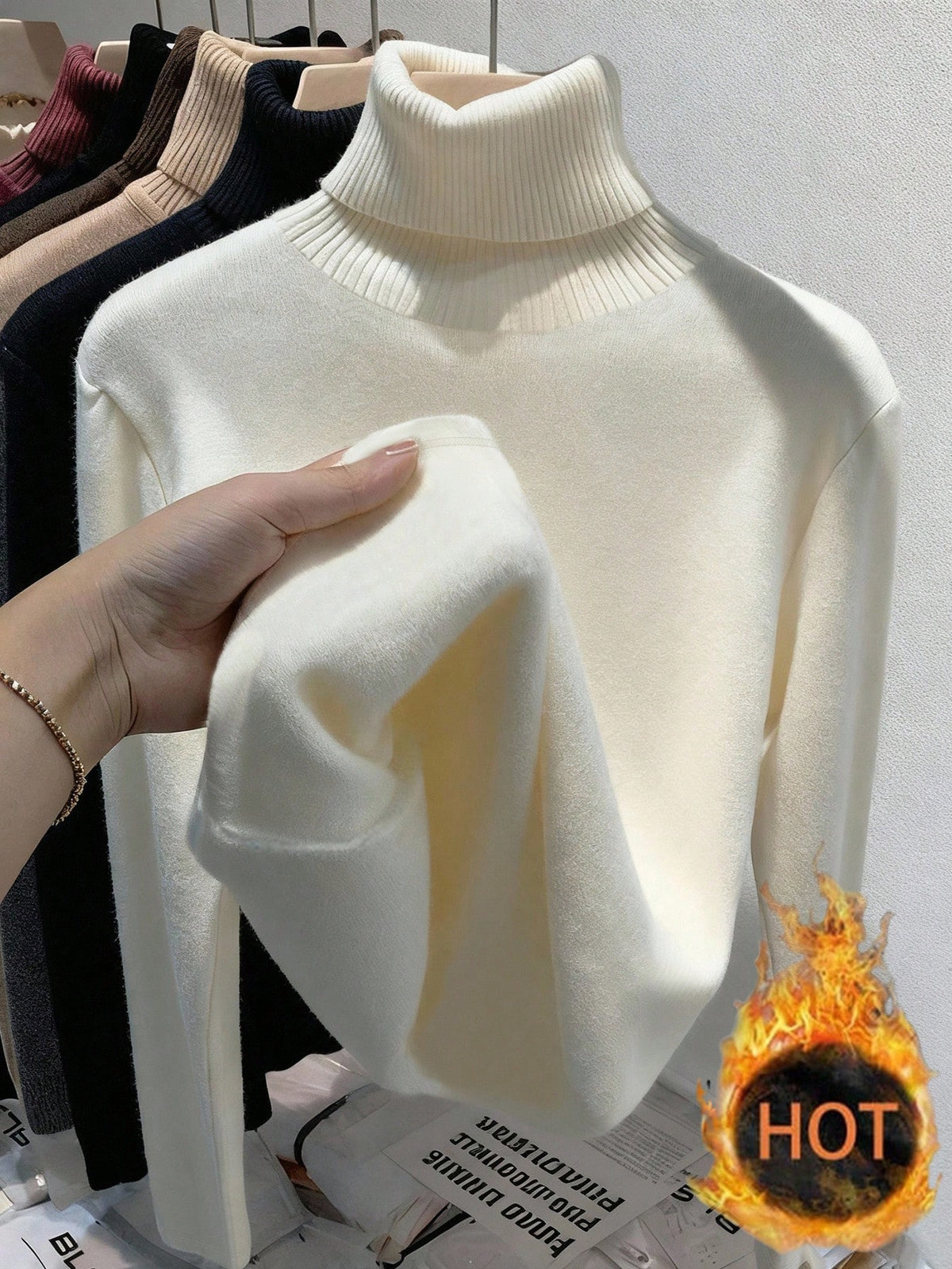Franclia New Thickened Versatile Crew Neck Long Sleeve Women T-Shirt, Winter