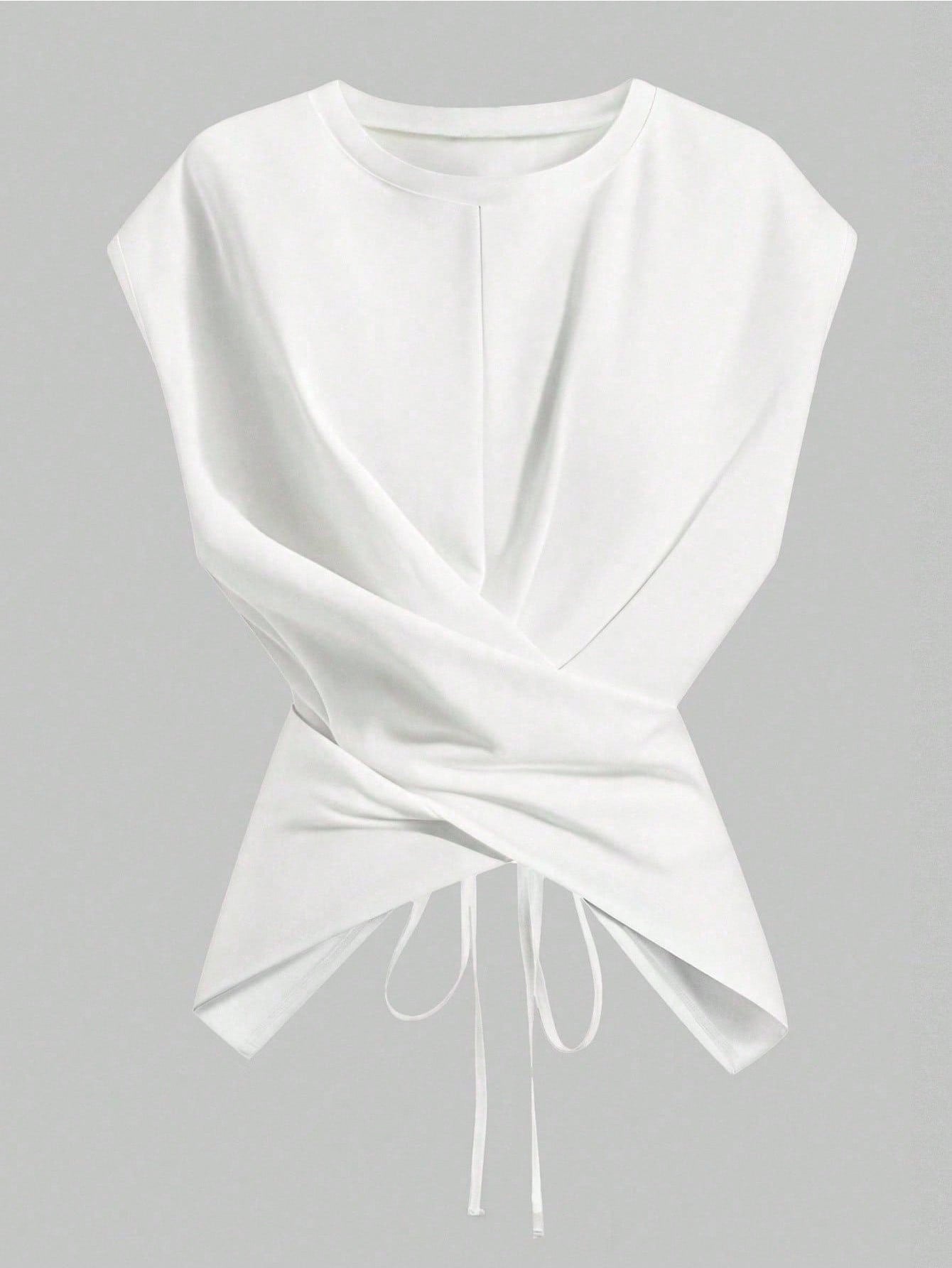 Franclia Plus Size Women Solid Color Twist Back Design Fashionable Top For Summer