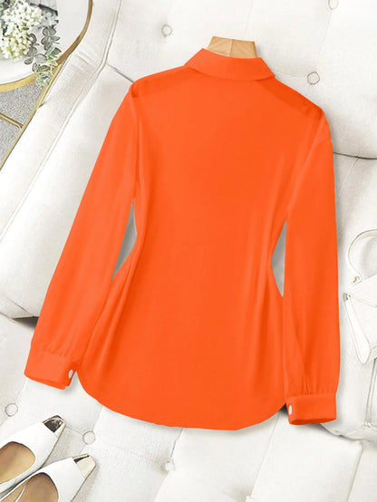 Franclia Transparent Plain Lapel Minimalist Shirt Clothes For University Fall Cloth For Women