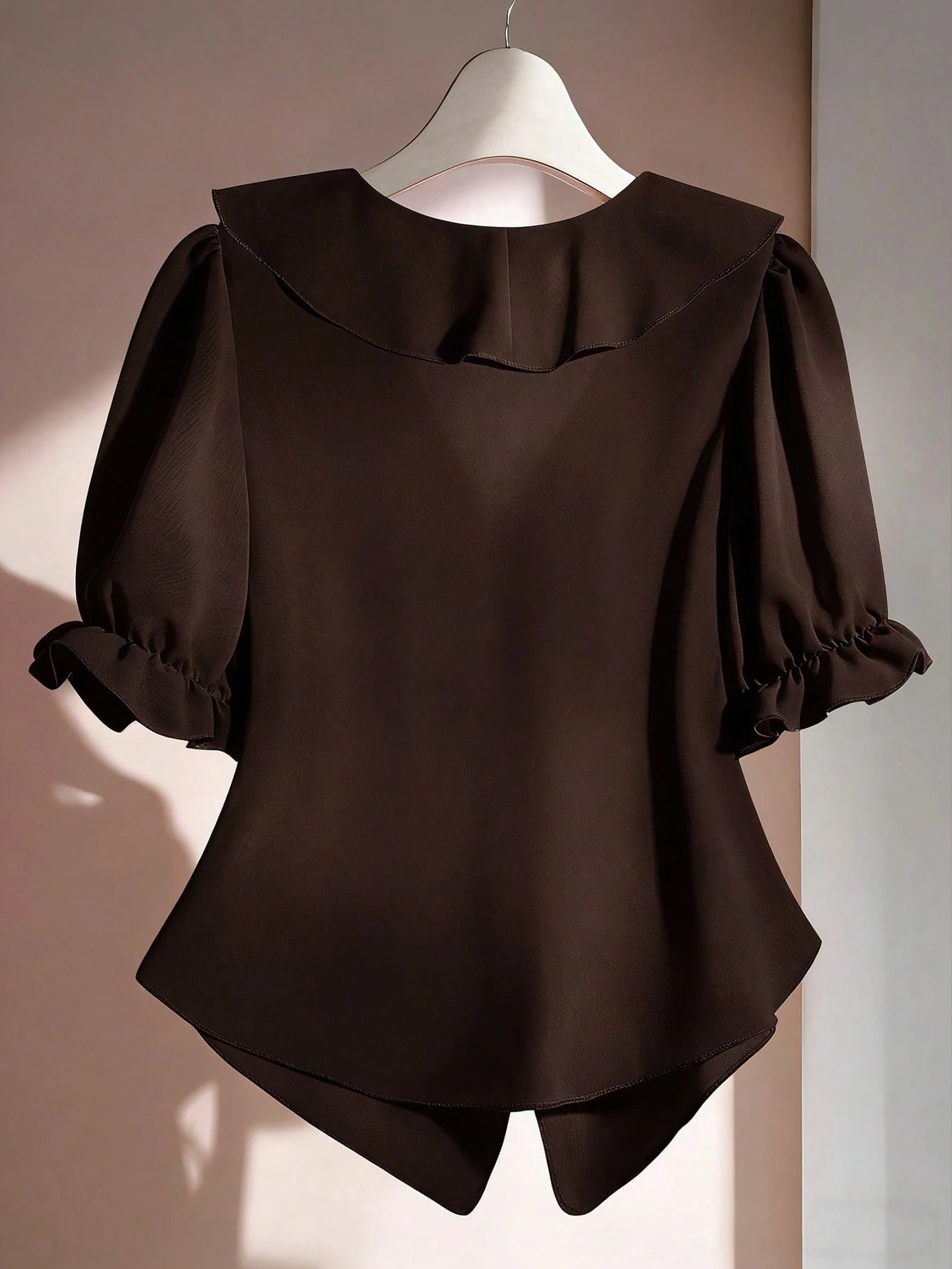 Franclia V-Neck Ruffle Puff Sleeve Casual Blouse
