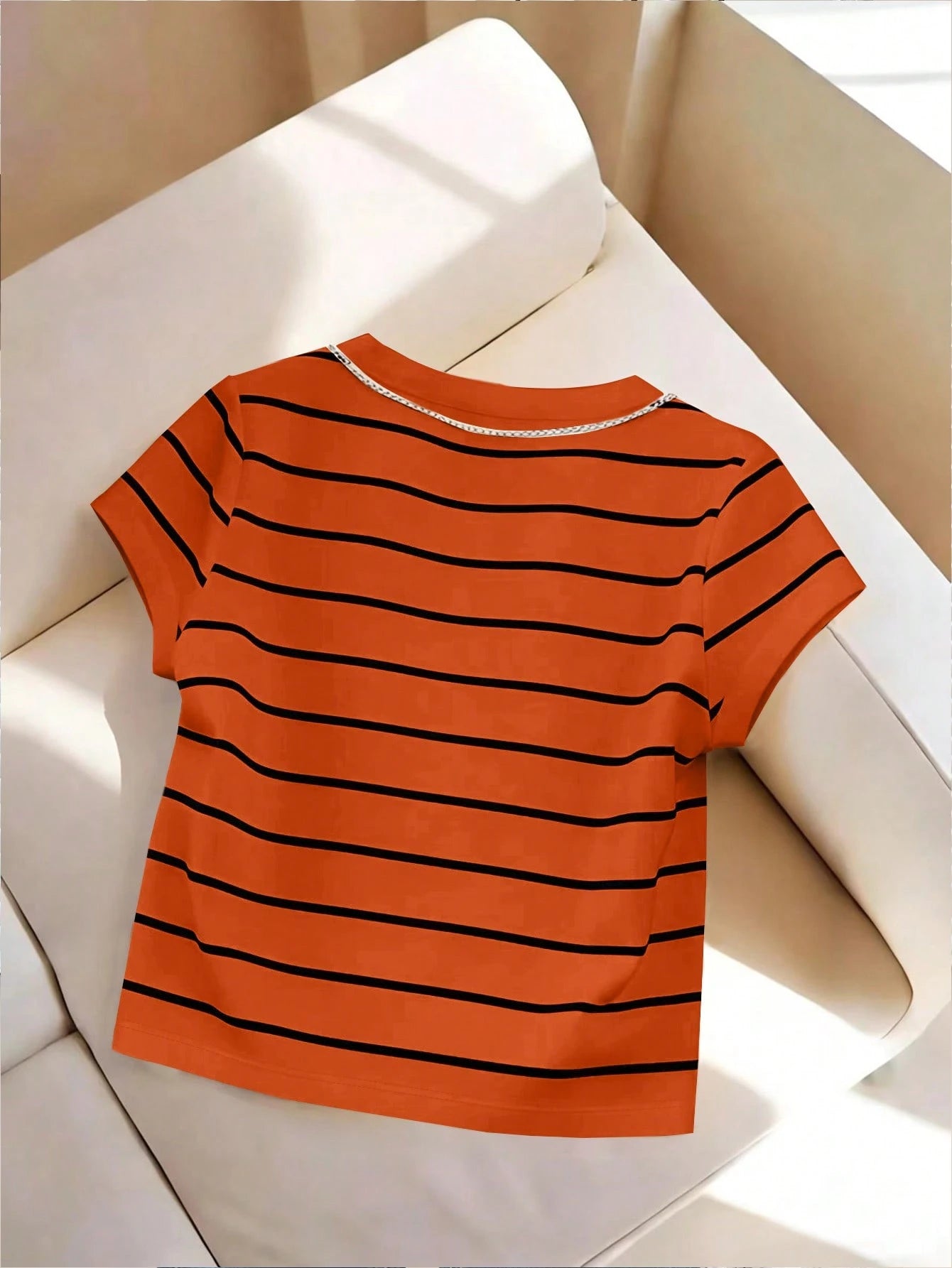 Franclia Women's Black And White Striped Fitted Cropped Short Sleeve T-Shirt,Round Neck Knit Top,Summer Casual City Break Cute Tee Clothes