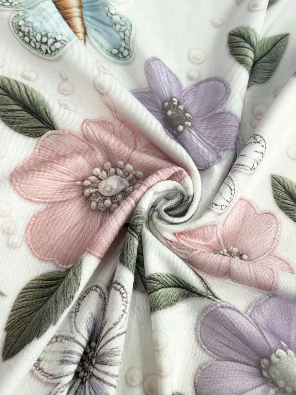 Franclia Women's Butterfly & Floral Print Short Sleeve T-Shirt, Summer