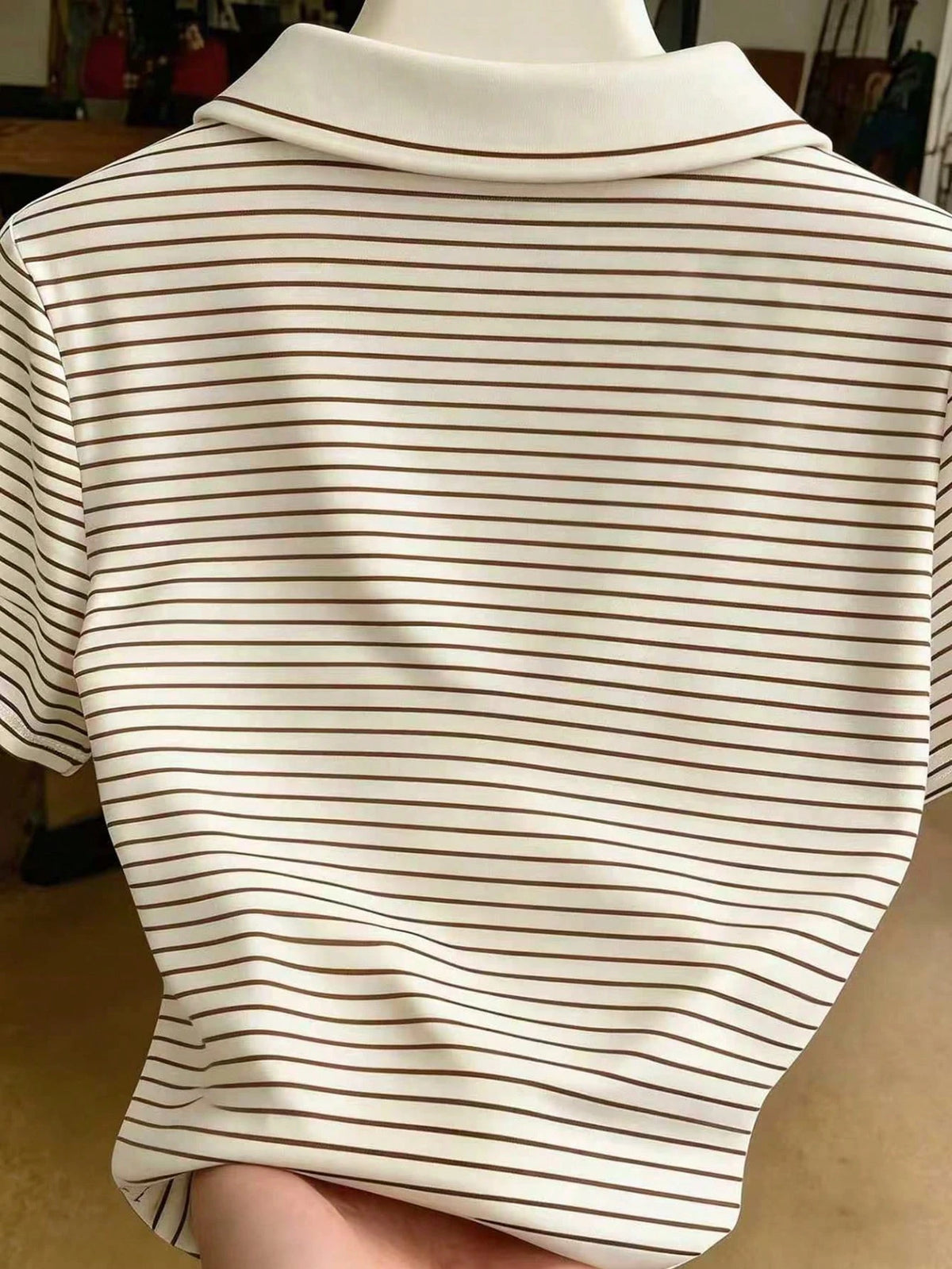 Franclia Women's Digital Print Polo Collar Fitted Short Sleeve T-Shirt