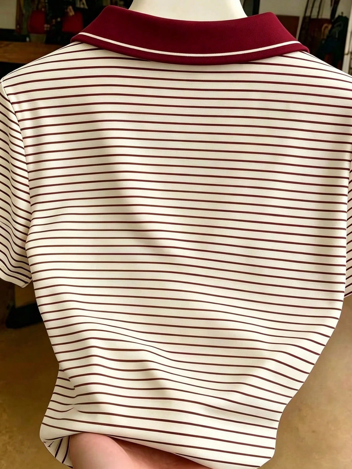 Franclia Women's Digital Print Polo Collar Fitted Short Sleeve T-Shirt