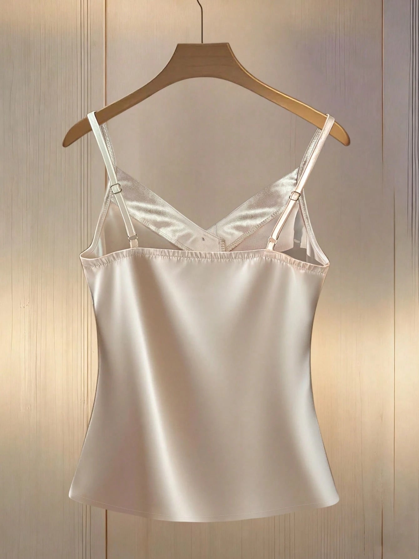 Franclia Women's Elegant Elegant Minimalist Solid Color Satin Faux Pearl Camisole, Summer
