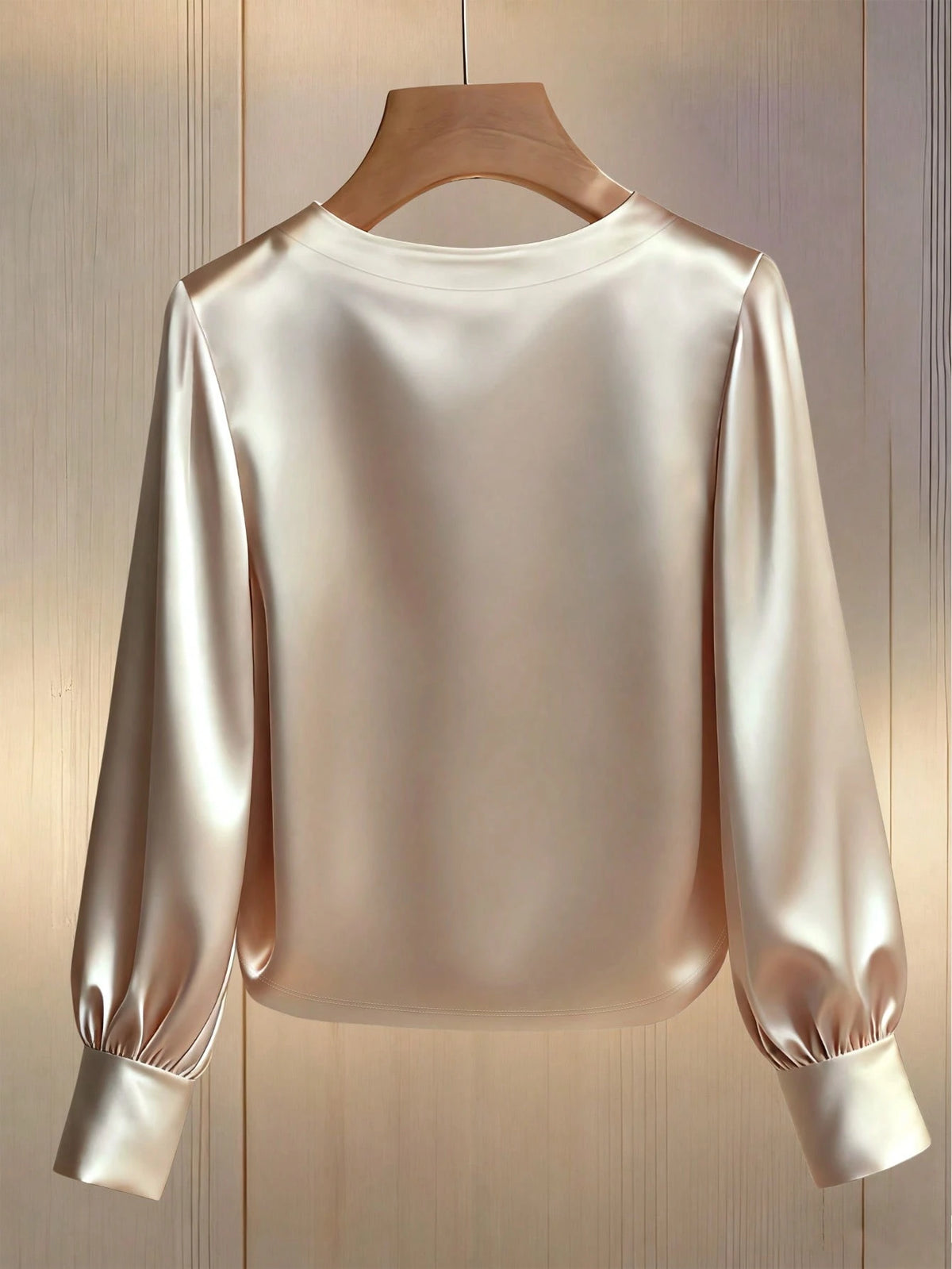 Franclia Women's Elegant Round Neck Pearl Embellished Long Sleeve T-Shirt, Suitable For Commuting