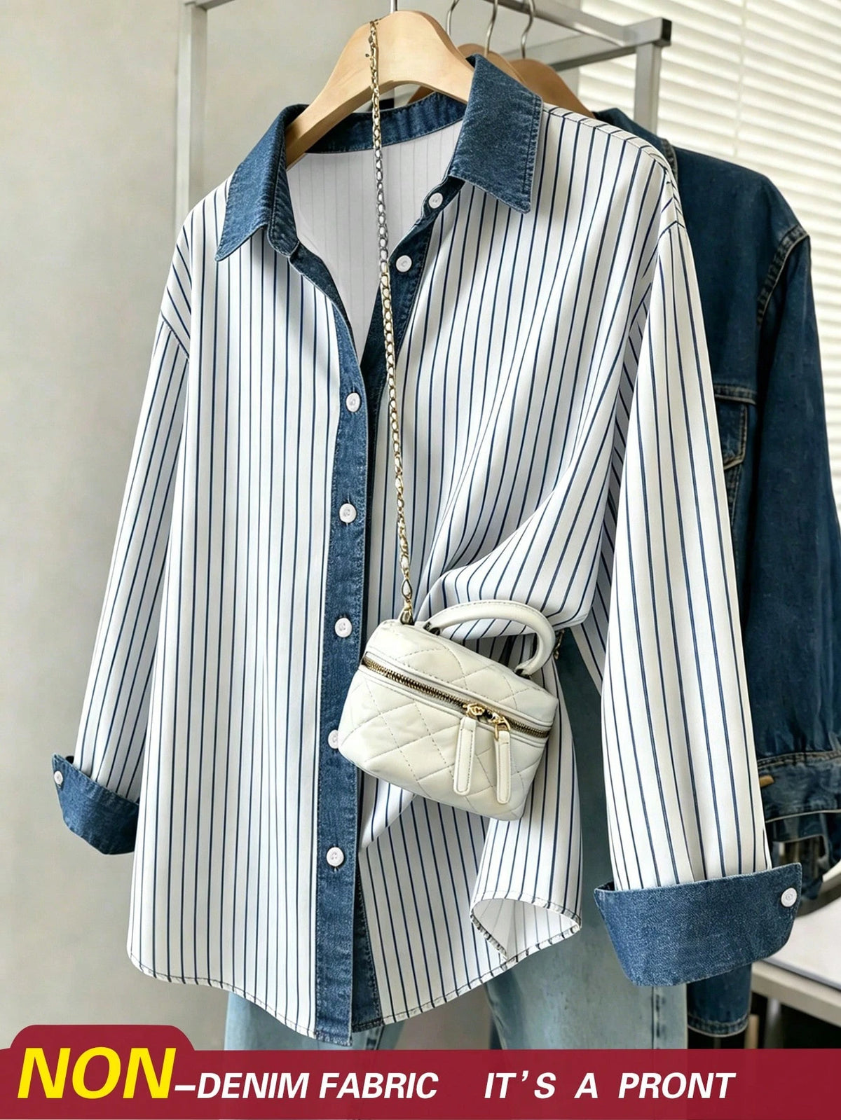 Franclia Women's Summer Striped Patchwork Retro Print Shirt