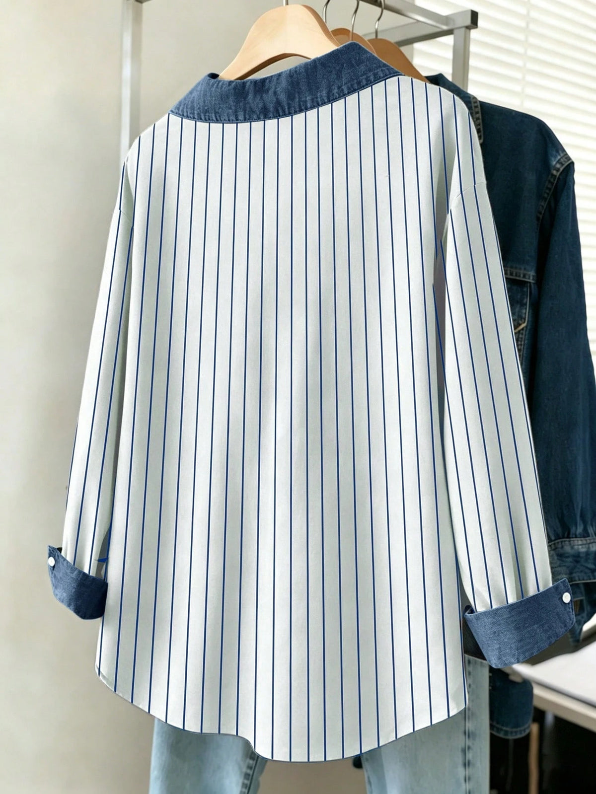Franclia Women's Summer Striped Patchwork Retro Print Shirt