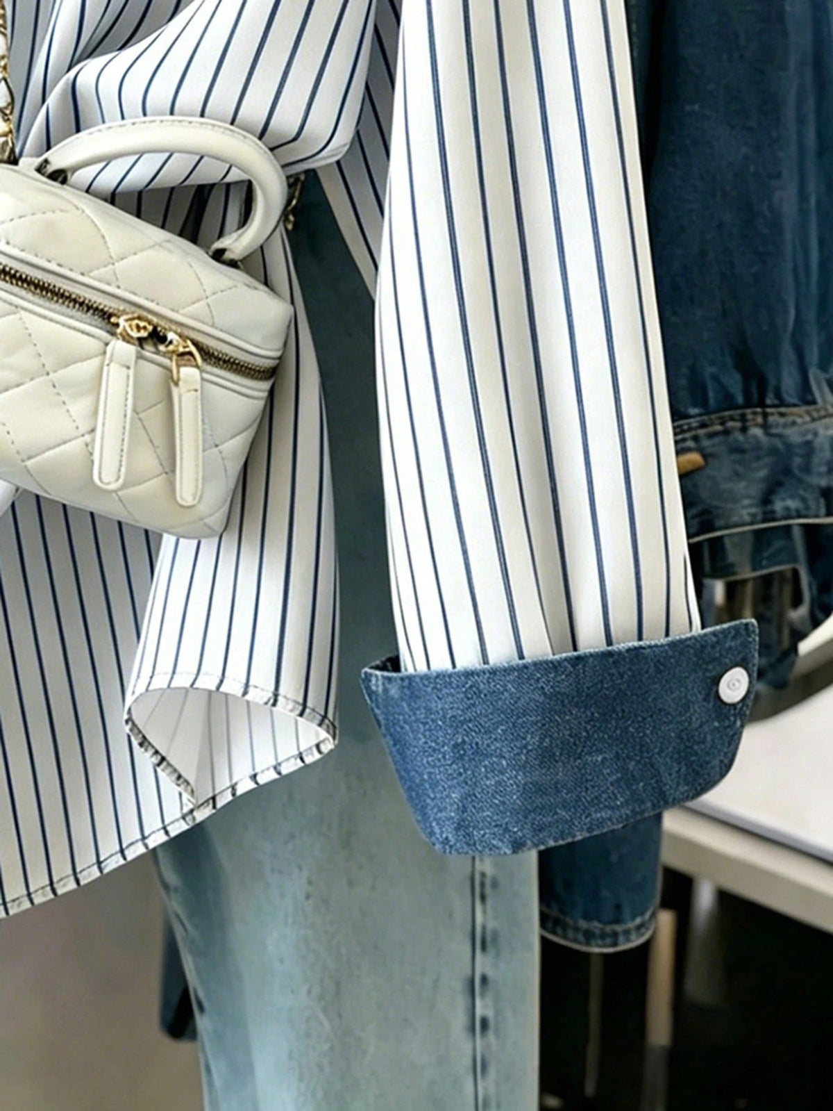 Franclia Women's Summer Striped Patchwork Retro Print Shirt