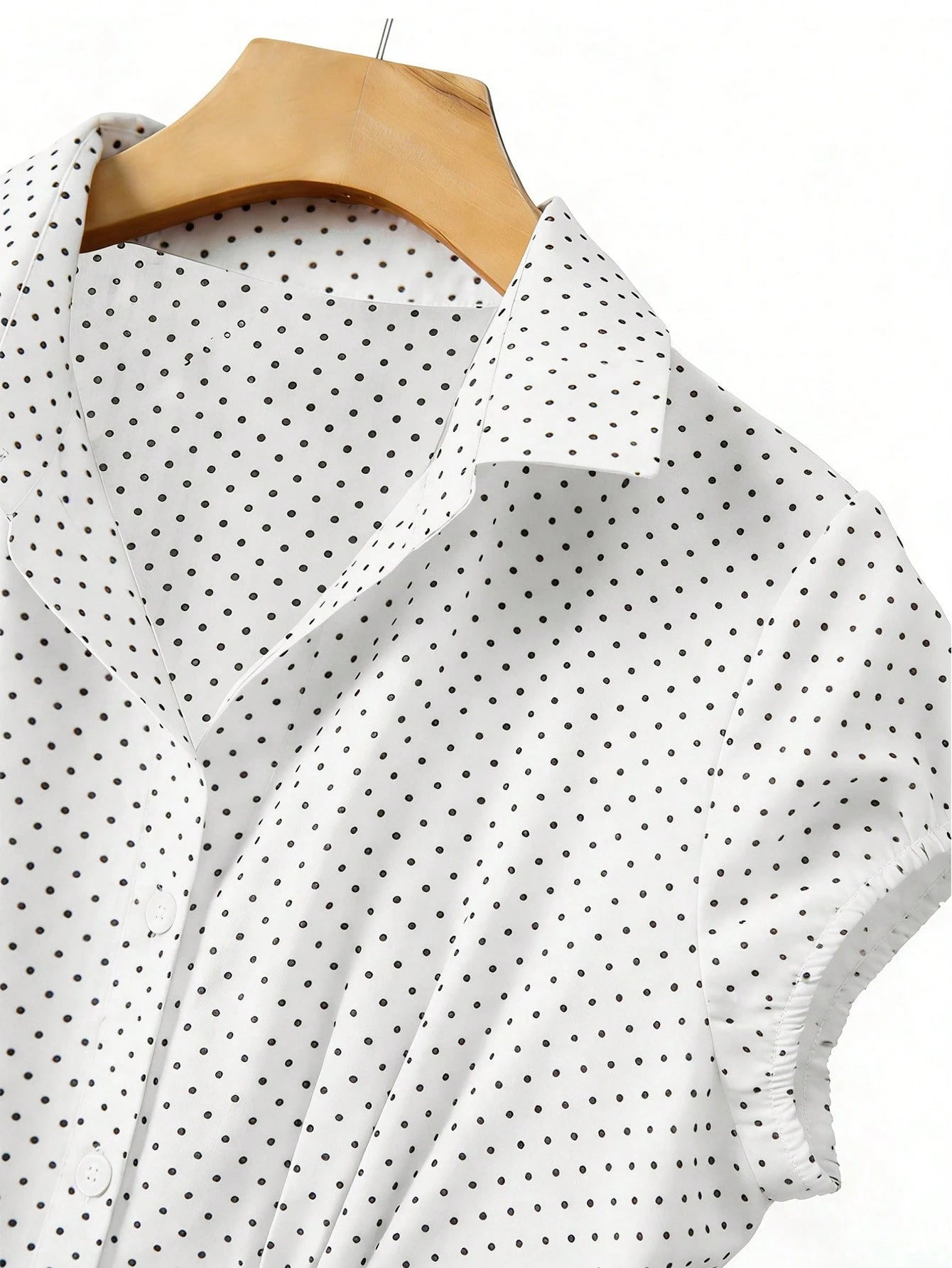 Franclia Women's Vintage V-Neck White With Black Polka Dots Dress,Elegant Summer A-Line Short Sleeve French Style Dress,Flattering Fit Brunch Office Wear