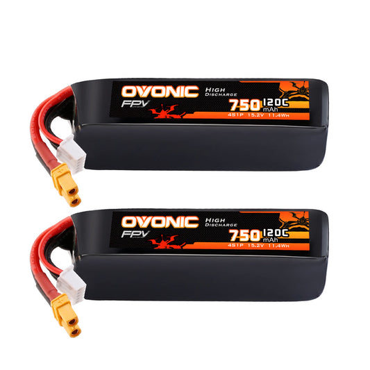 [FREE for First 20 | CODE: PRIMEFREE] [June 22-24] 2-Pack Ovonic 4S 750mAh 120C 15.2V LiHV Battery w/ XT30 Plug
