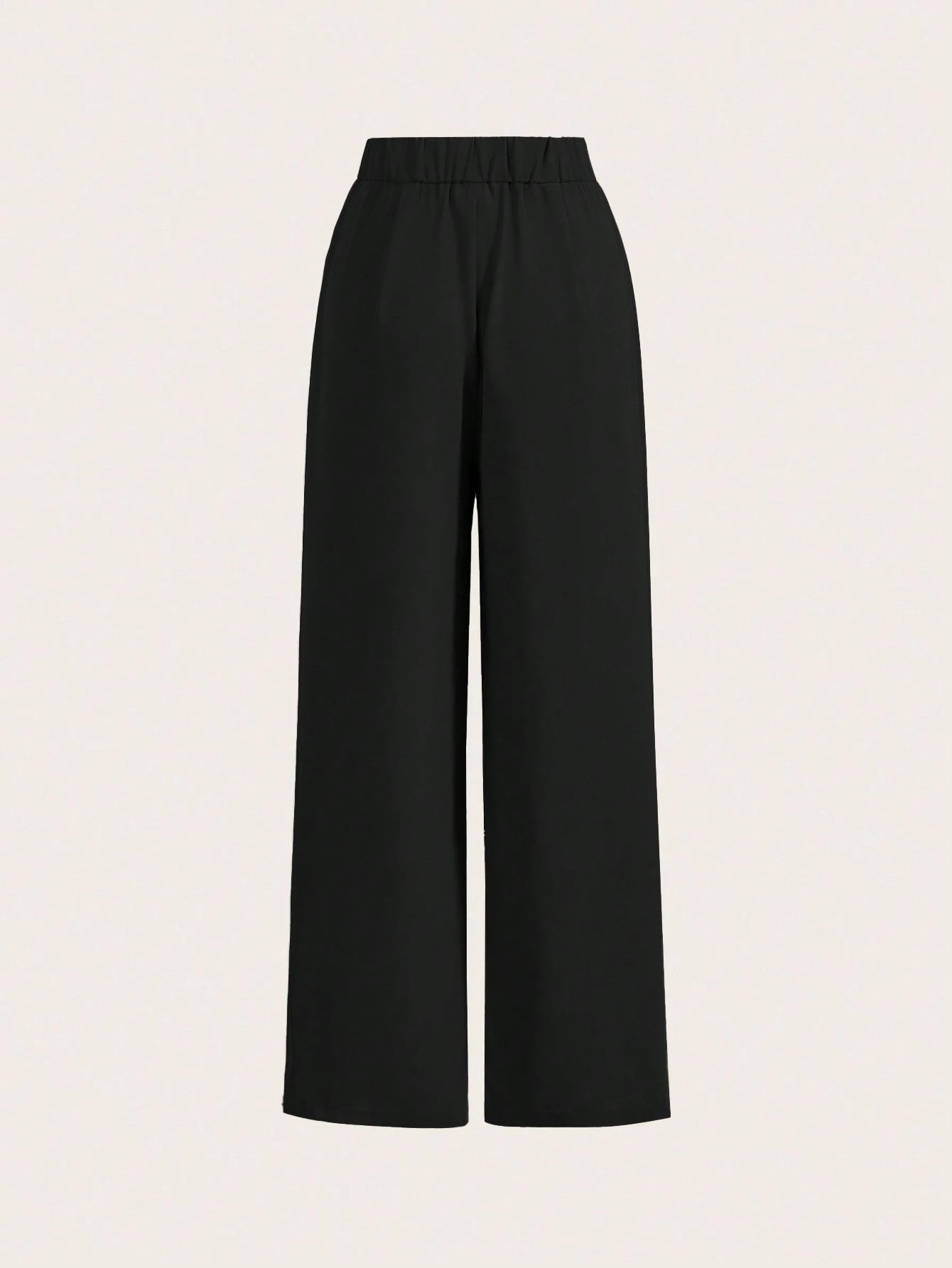 Frenchy Summer High-Waisted Pants Multi-Piece Set, Wide Leg Pants High Waist Fold Pleated Wide Leg Pants, Loose Fit, Long Pants Chic Green Casual Christmas