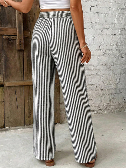 Frenchy Women's Casual Minimalist Pink & White Pants, 16% Cotton, Suitable For Summer