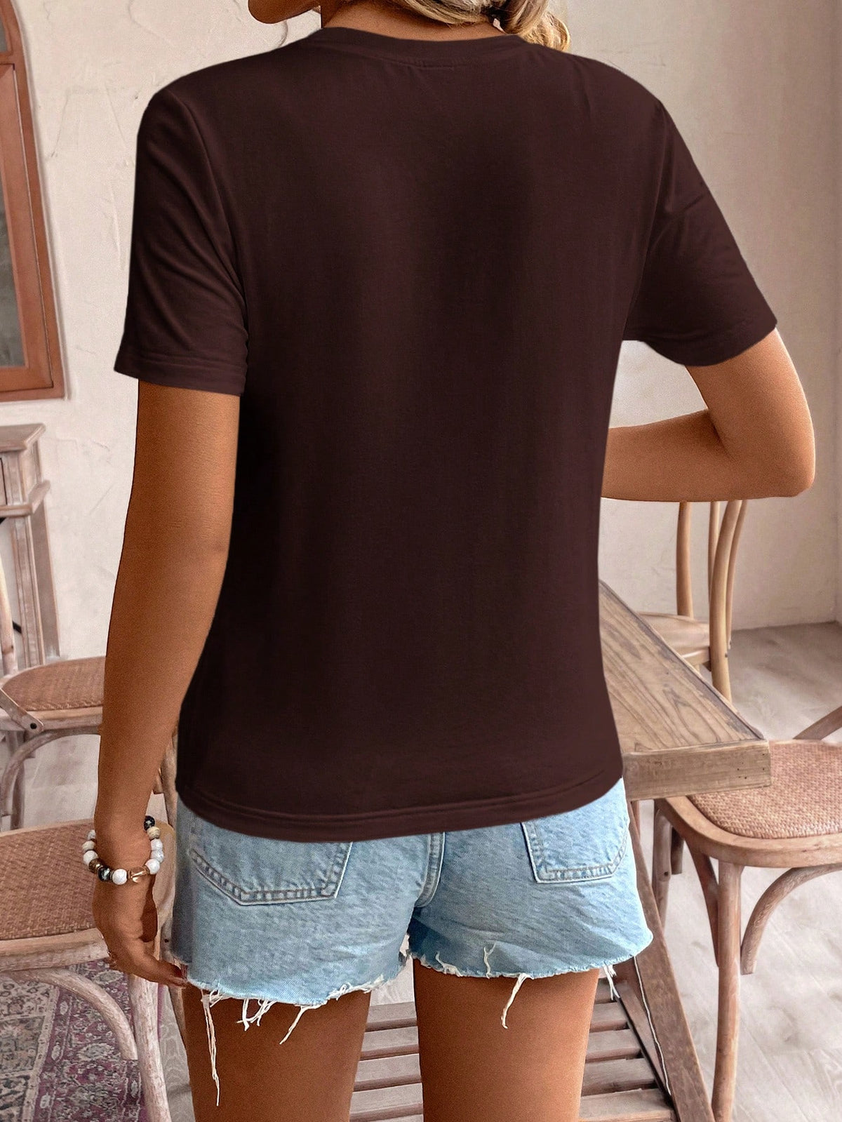 Frenchy Women Thread Embroidery Heart Print Casual Daily Wear Short Sleeve T-Shirt,Summer T Shirts Cotton Tea Party Attire Embroidered Top Tops