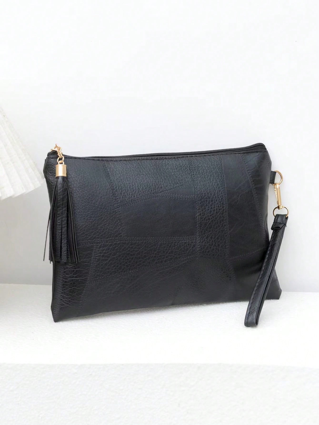 FRIFUL 2026 New Korean Style Envelope Bag Women Fashion Tassel Patchwork Envelope Bag Shoulder Handbag Small Square Bag, Perfect Match For Party Accessories