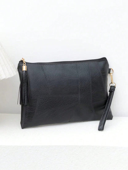 FRIFUL 2026 New Korean Style Envelope Bag Women Fashion Tassel Patchwork Envelope Bag Shoulder Handbag Small Square Bag, Perfect Match For Party Accessories