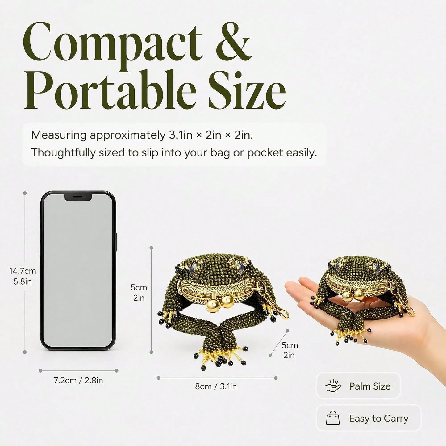 Frog Coin Purse, Beaded Kiss Lock Keychain Pouch With Lucky Toad Design| Cute Mini Bag Charm For Coins Earbuds Rings