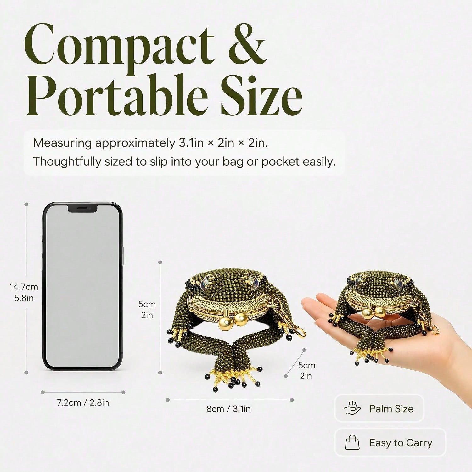 Frog Coin Purse, Beaded Kiss Lock Keychain Pouch With Lucky Toad Design| Cute Mini Bag Charm For Coins Earbuds Rings