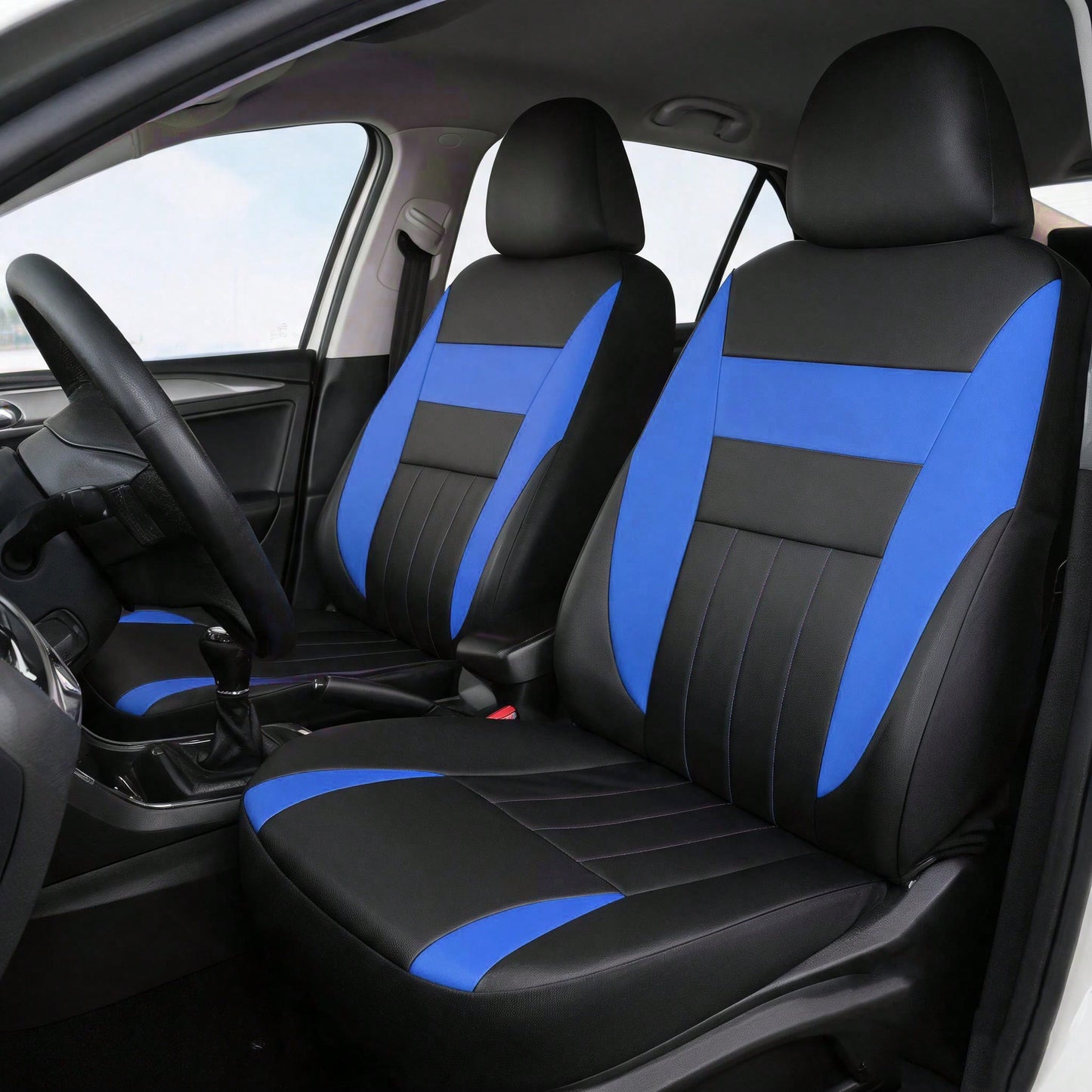 Front 2 Seats Leather Full Coverage Car Seat Covers, Car Seat Covers, Seat Cushions, Dustproof, Waterproof, Protect Original Car Seats, Universal Fit For Most Car Models, All-Season